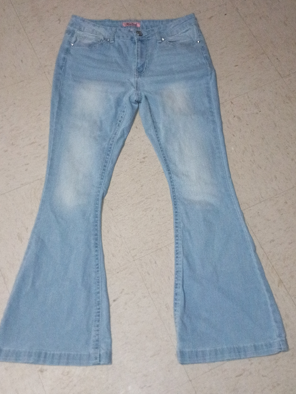 Women's Light Blue Flare Jeans - Retro Wide Leg Denim